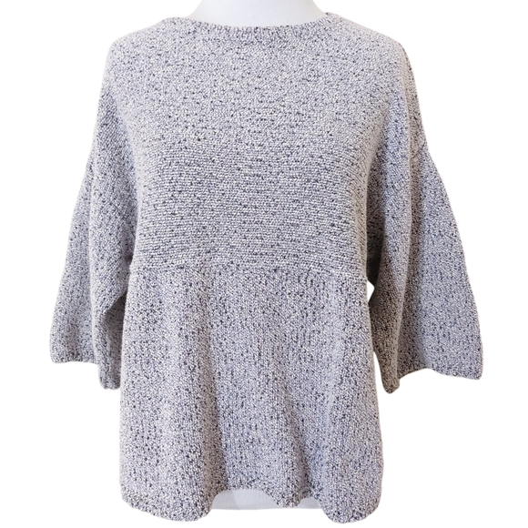 J. Jill Pure Jill Heathered Purple Kimono Sleeve Boxy Lightweight Sweater Top - Picture 2 of 15